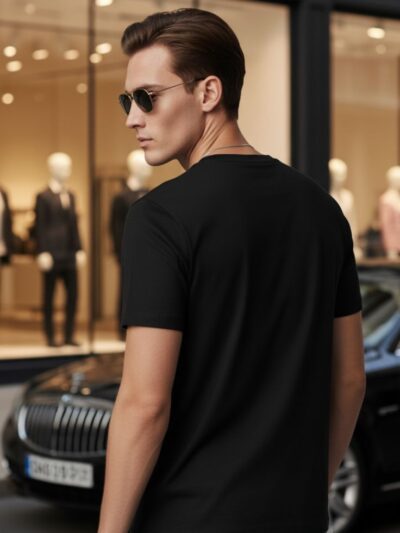 Onita Relax black regular fit printed t-shirt for men