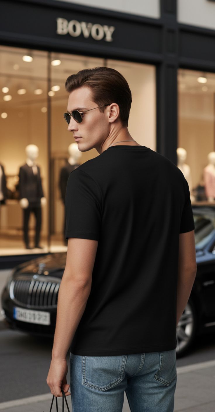 Onita Relax black regular fit printed t-shirt for men