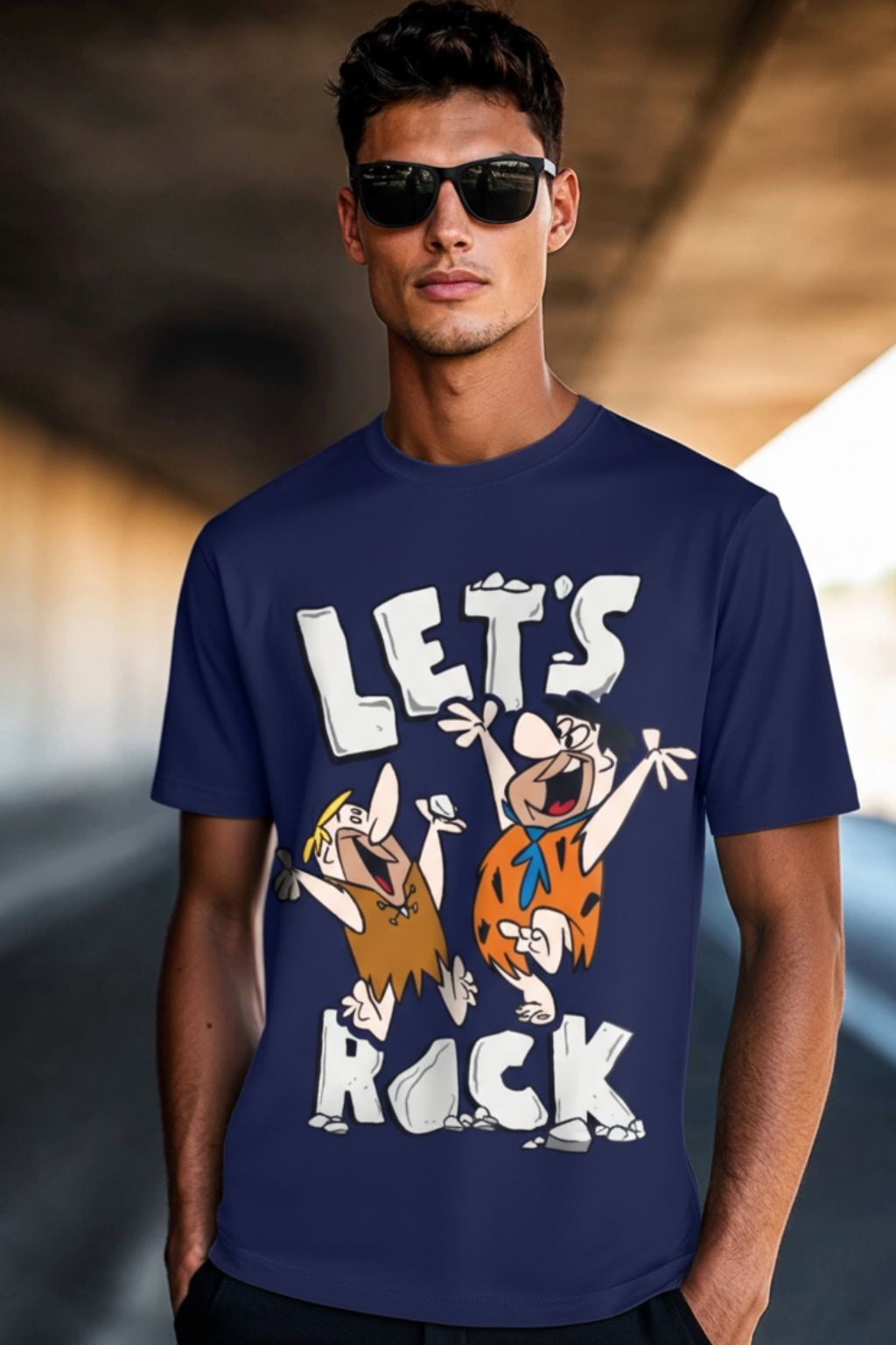 Onita Let’s Rock blue printed relaxed fit t-shirt for men