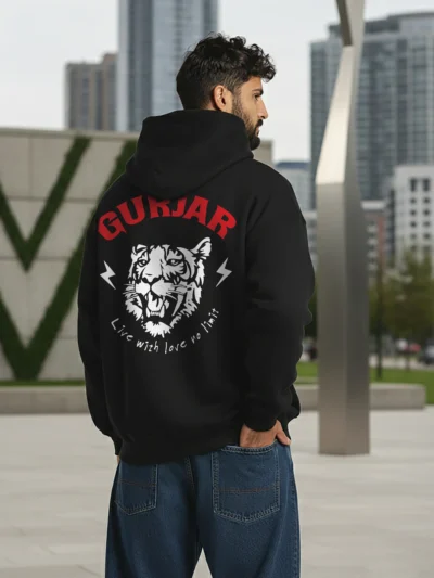 Gurjar Printed Black Premium Hoodie