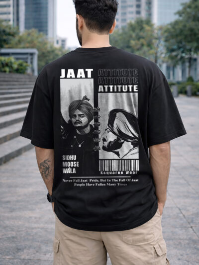 Never Fall Jaat Oversized T Shirt Front View ONITA Jaat Printed Oversized T Shirt Black Front Design Premium Streetwear Jaat Oversized T Shirt Men Jaat Sidhu Printed Oversized T Shirt Back Design Jaat Attitude Sidhu Inspired Oversized T Shirt India ONITA Streetwear Oversized T Shirt Back Print