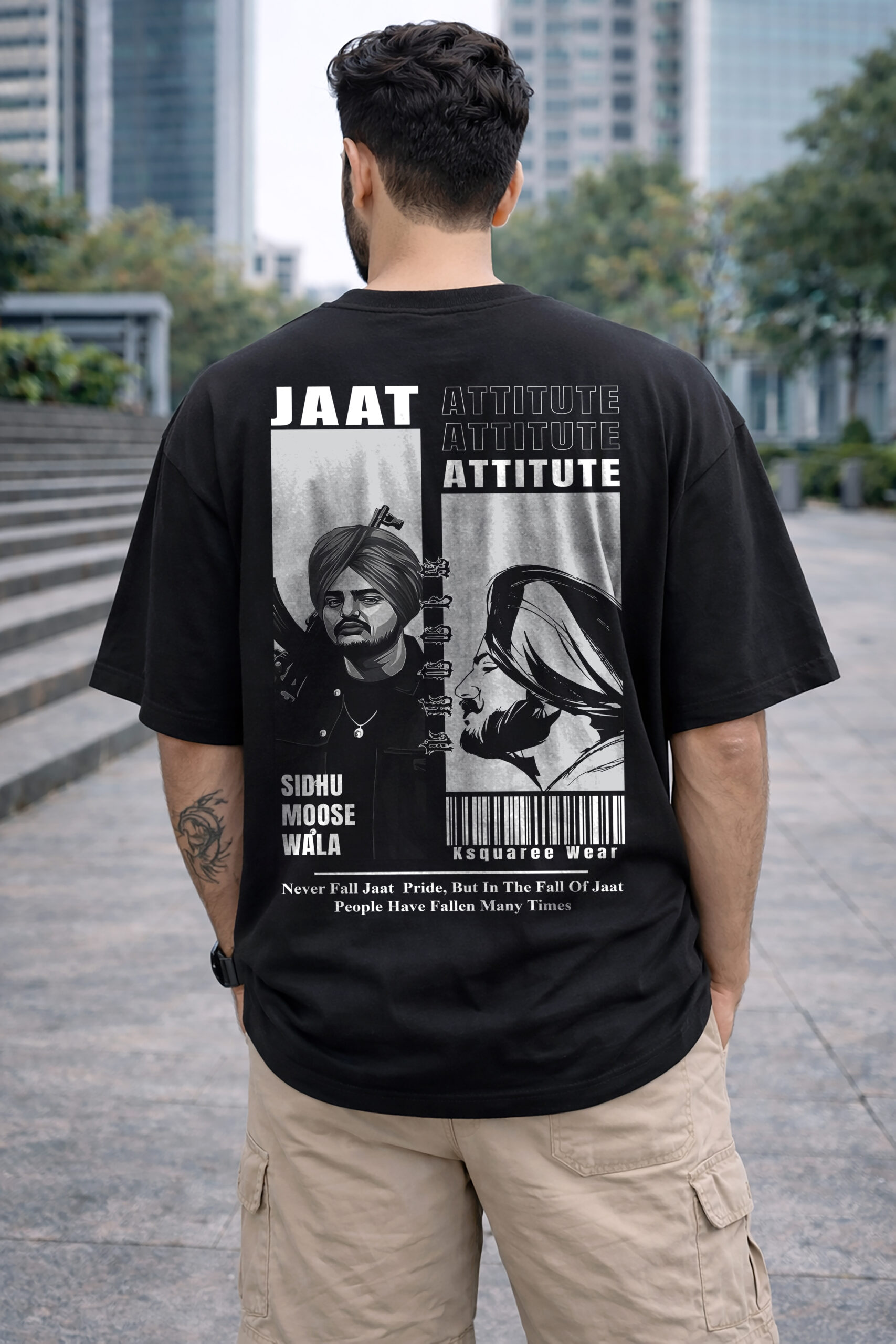 Never Fall Jaat Oversized T Shirt Front View ONITA Jaat Printed Oversized T Shirt Black Front Design Premium Streetwear Jaat Oversized T Shirt Men Jaat Sidhu Printed Oversized T Shirt Back Design Jaat Attitude Sidhu Inspired Oversized T Shirt India ONITA Streetwear Oversized T Shirt Back Print