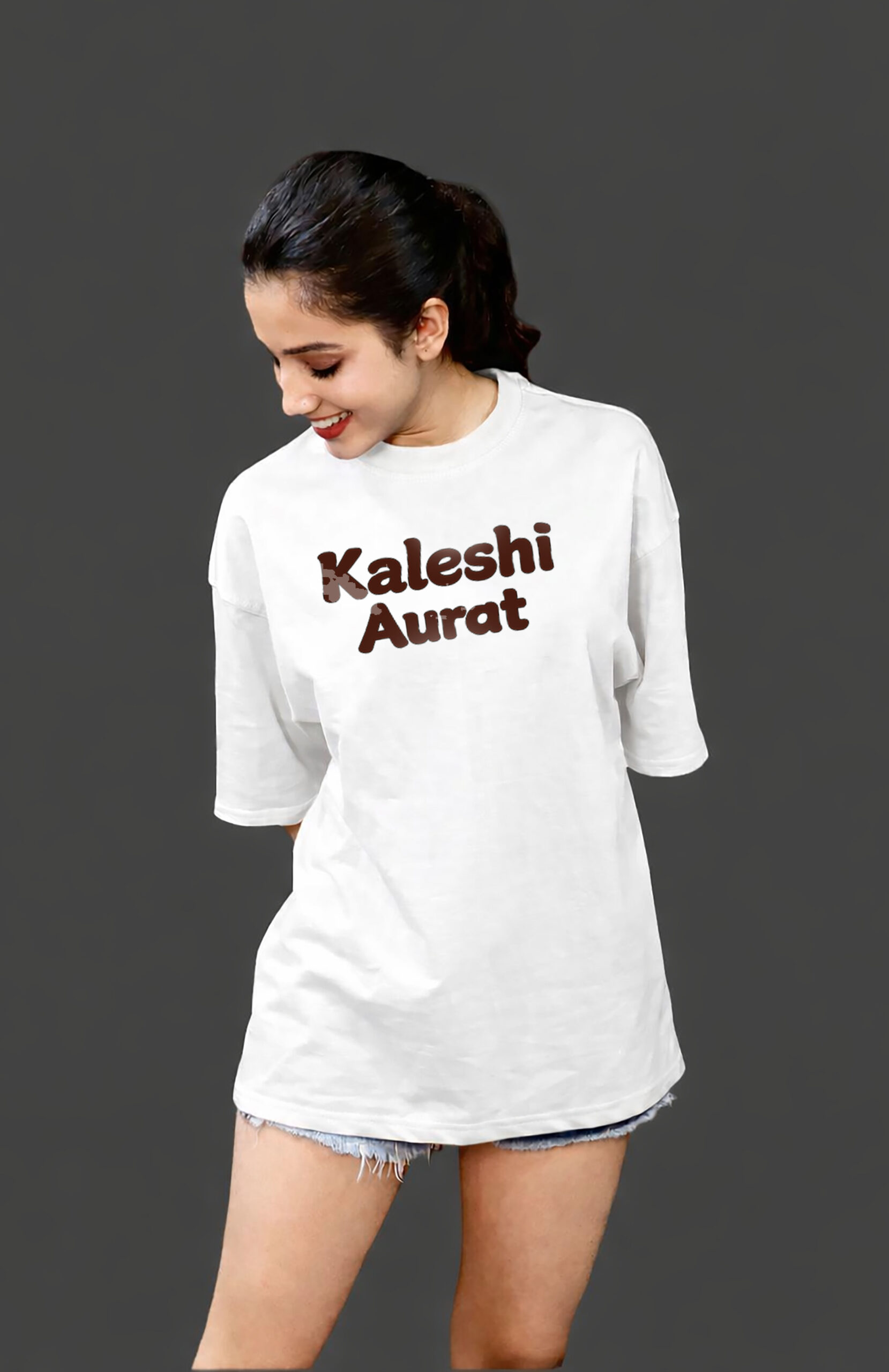 kaleshi aurat oversized t-shirt front and back print design