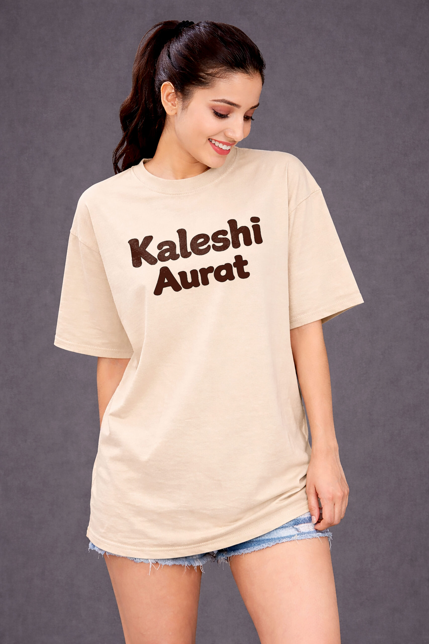 kaleshi aurat oversized t-shirt front and back print design